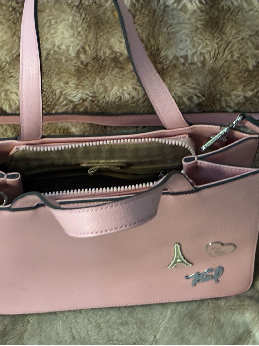 Karl Lagerfeld Paris Margot Blush Pink Tote Crossbody - Picture 14 of 14